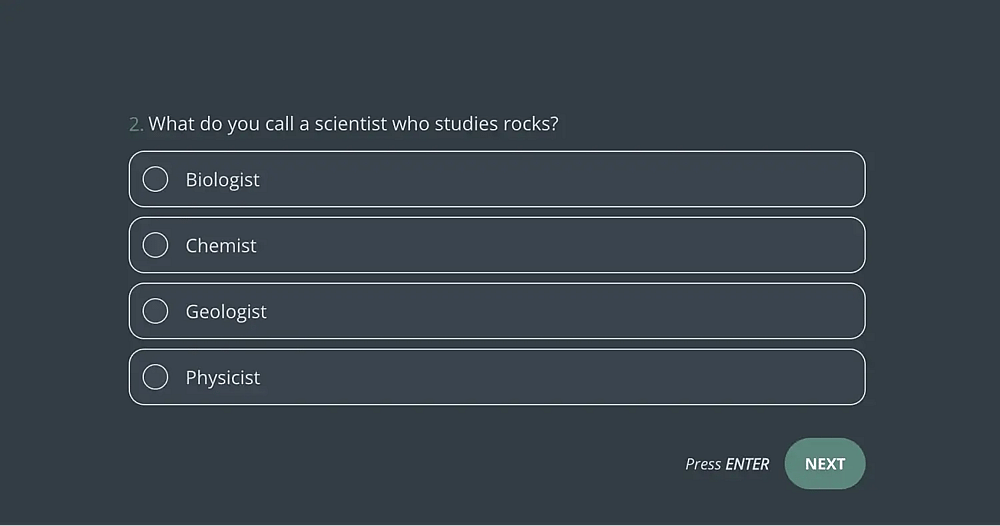 Uma pergunta de quiz de ciências para crianças