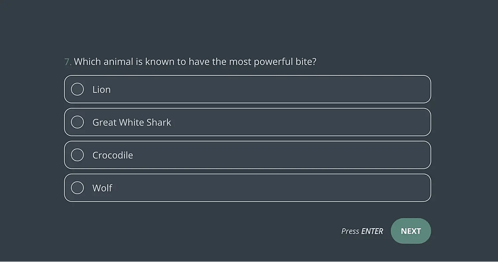 Uma pergunta para fazer em um quiz sobre animais e natureza