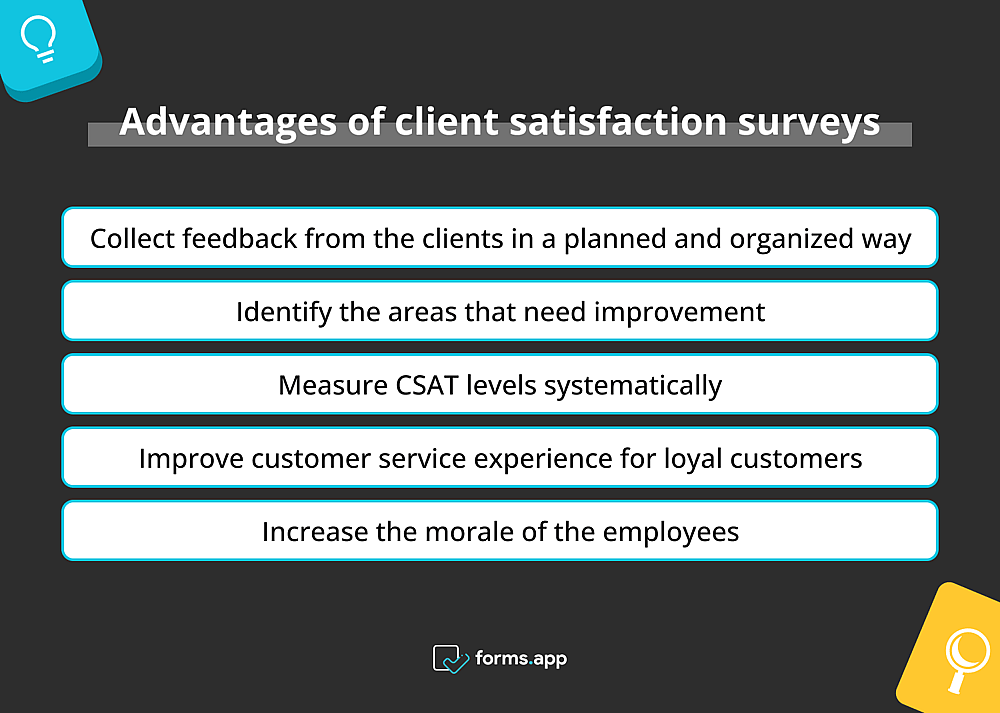 Pros of client satisfaction surveys