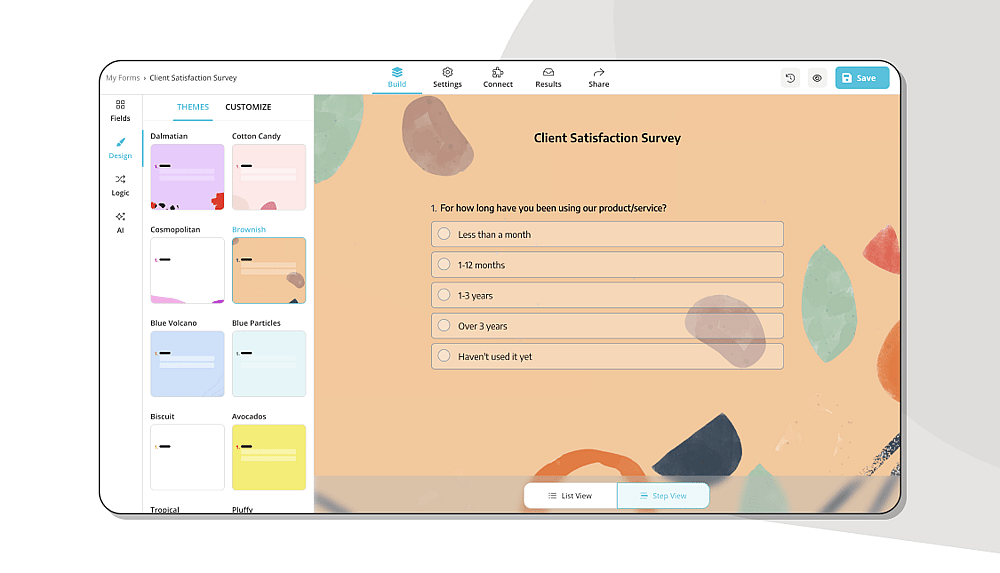 Customizing the design of your survey