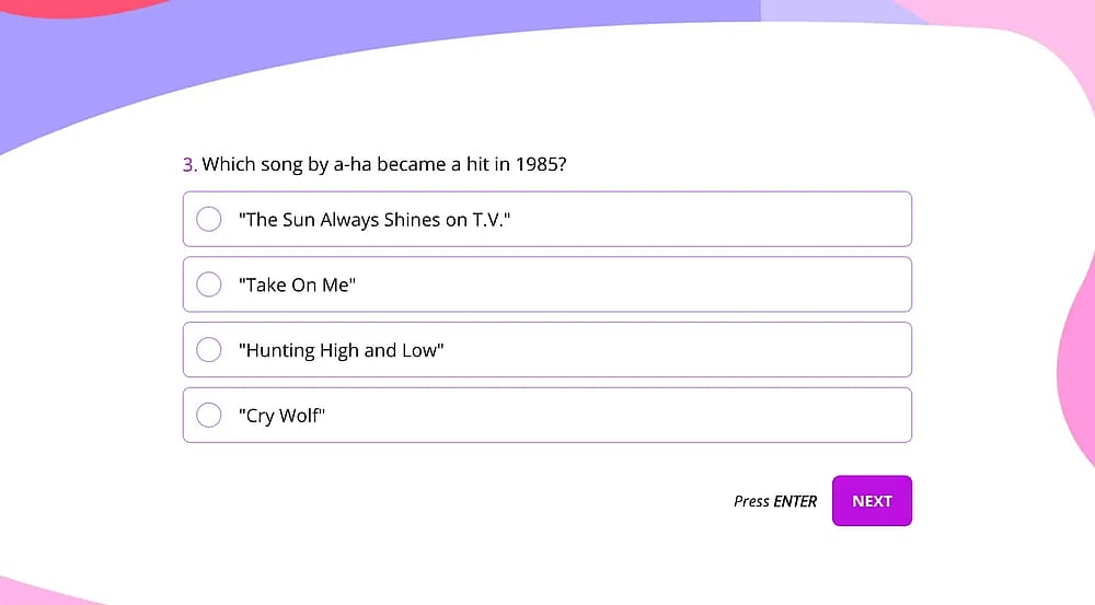 Uma pergunta de quiz para fazer em um quiz dos anos 80