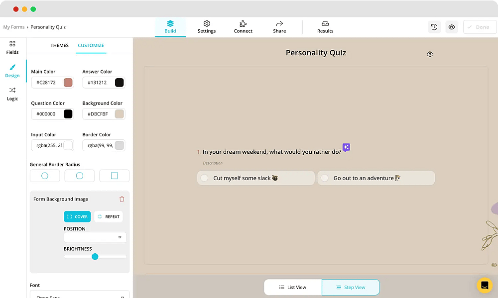 Estilize seu quiz