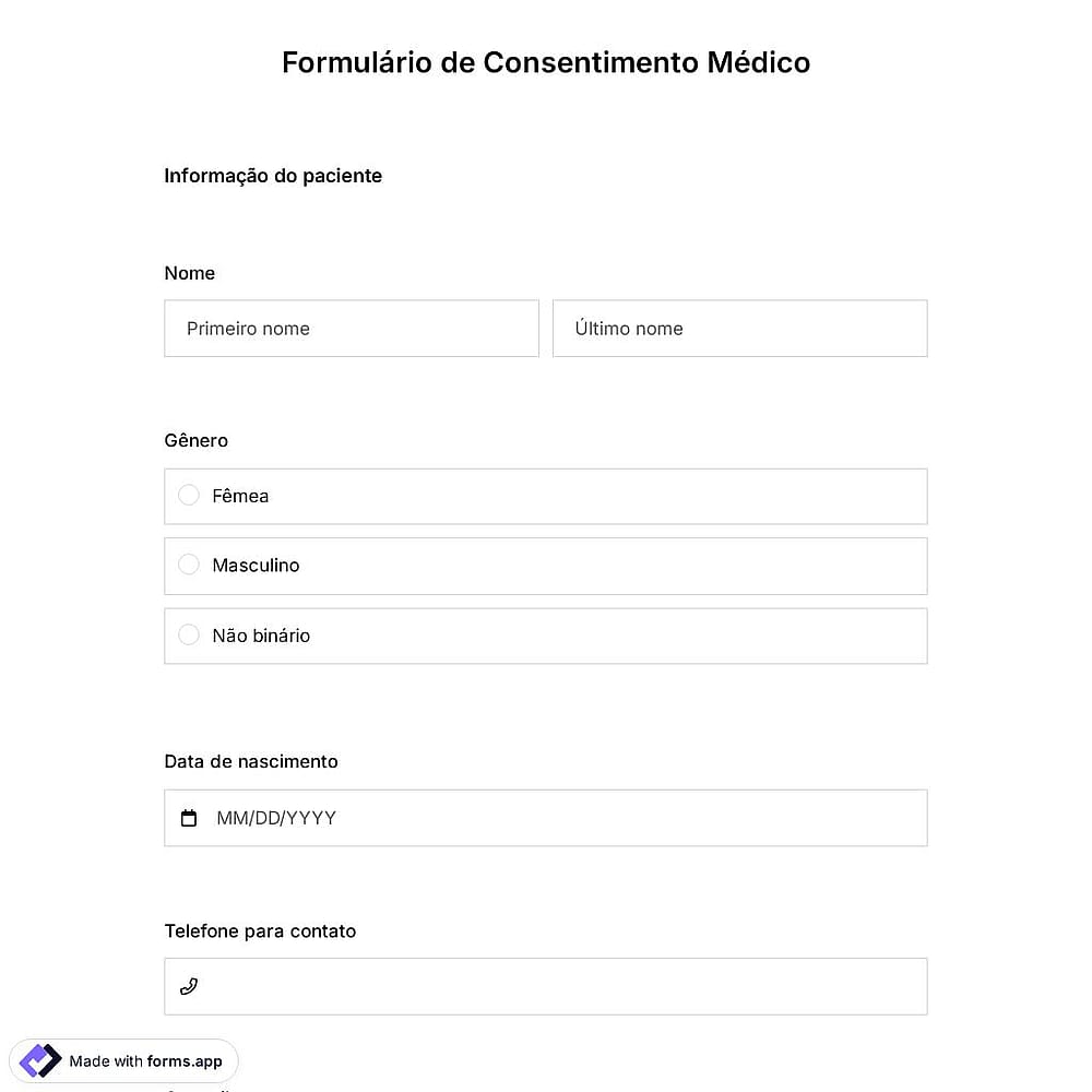 Modelo de Formulário de Consentimento Médico