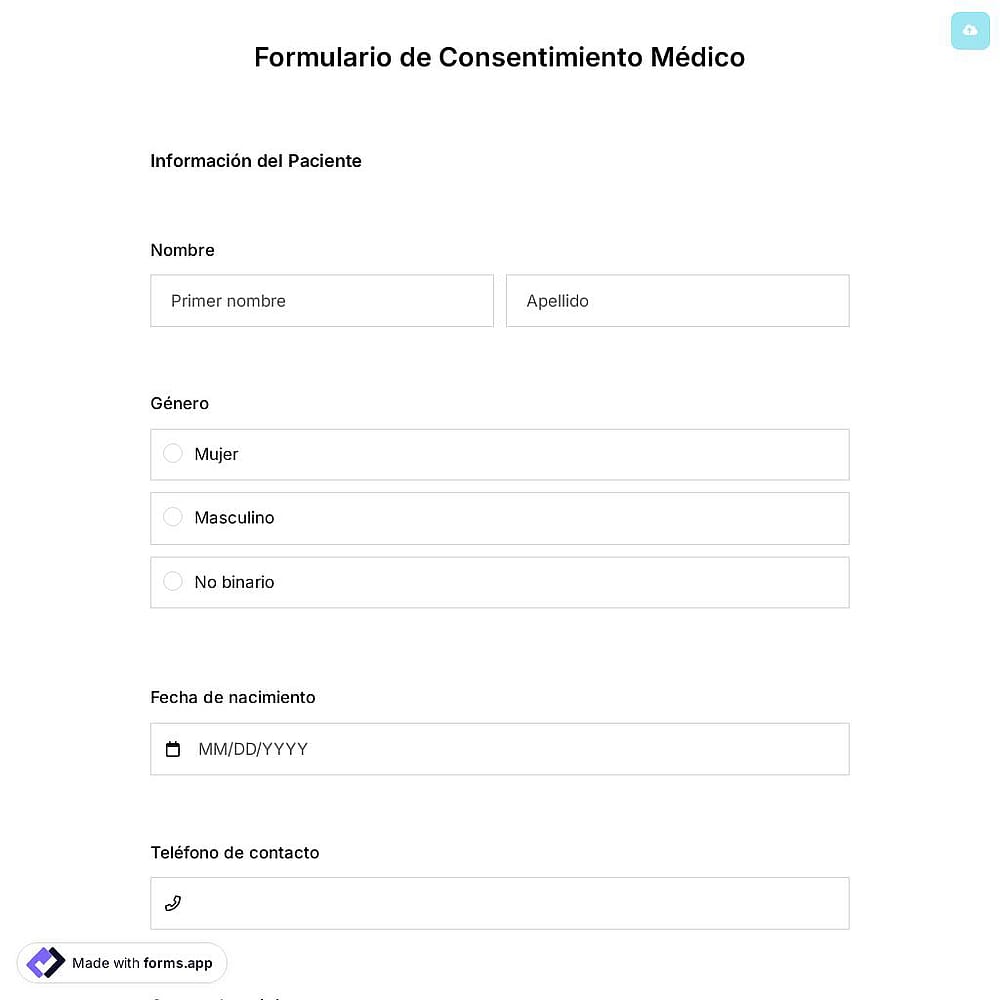 Plantilla de formulario de consentimiento médico