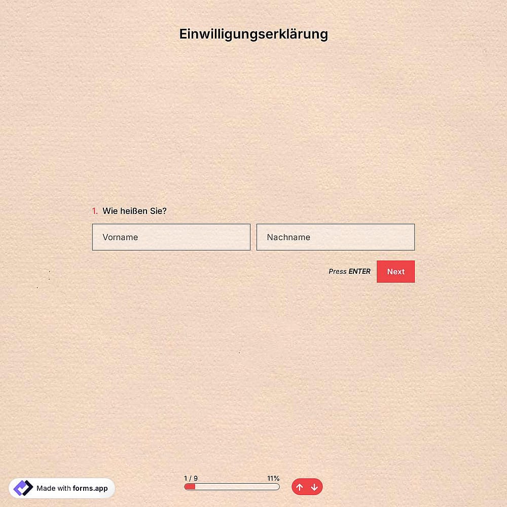 Vorlage für eine Einverständniserklärung