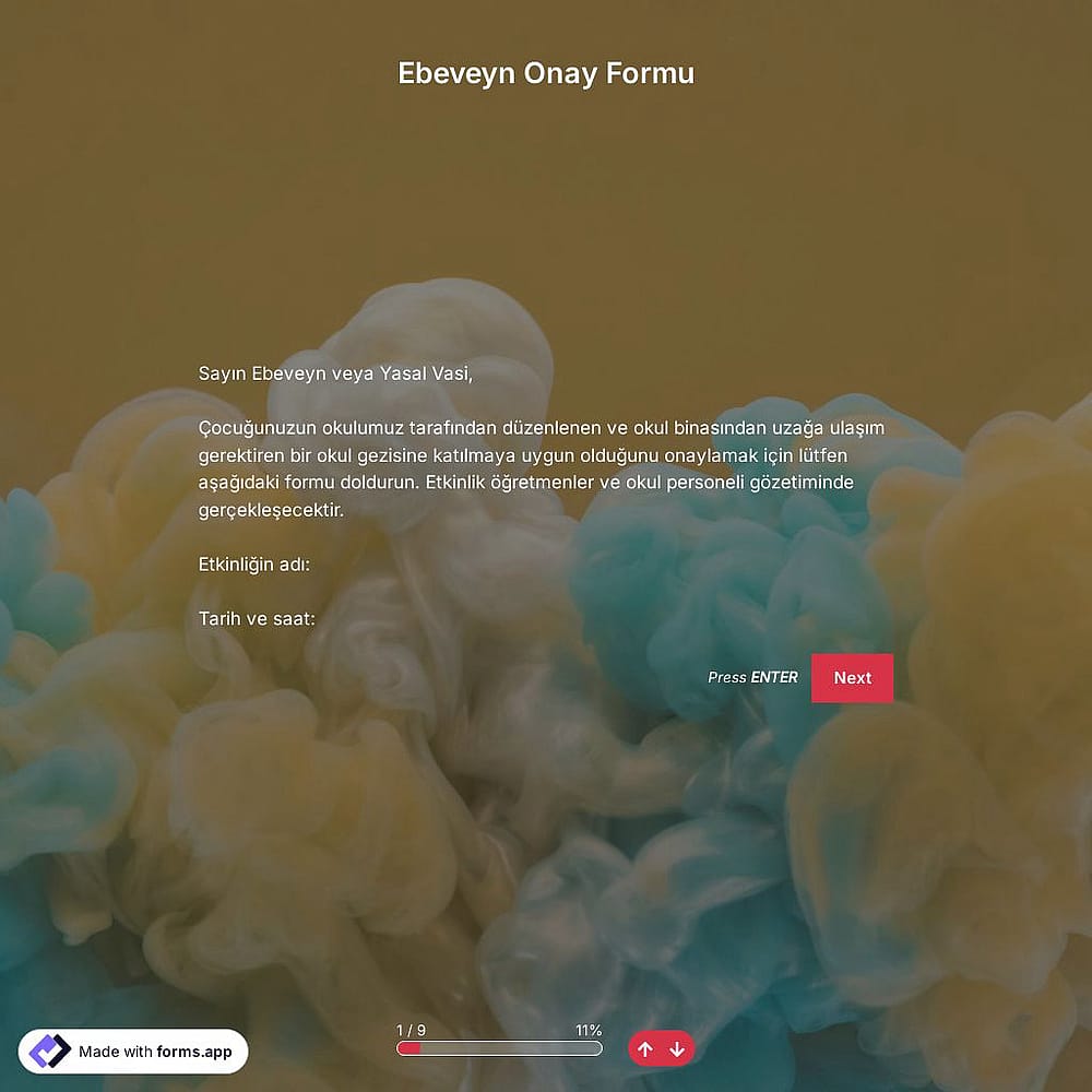Ebeveyn Onay Formu Şablonu