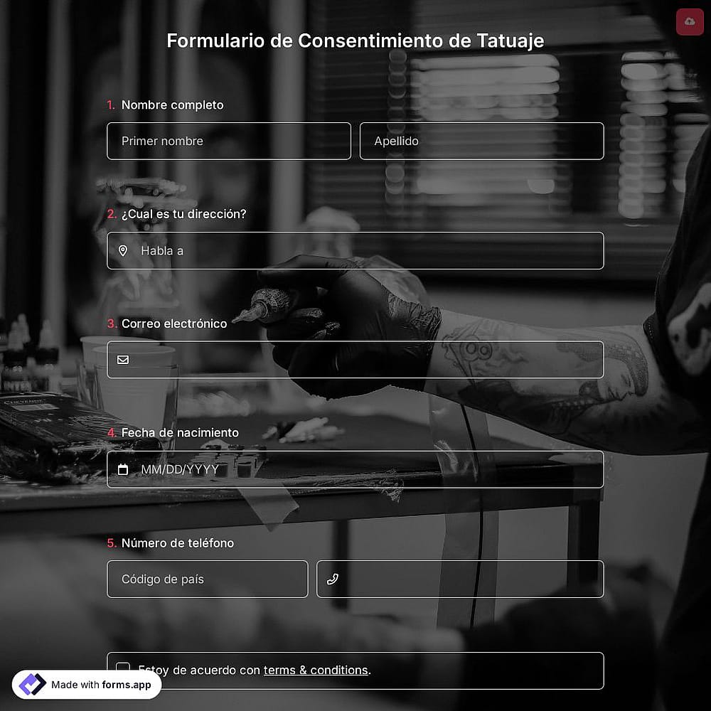 Plantilla de formulario de consentimiento para tatuajes