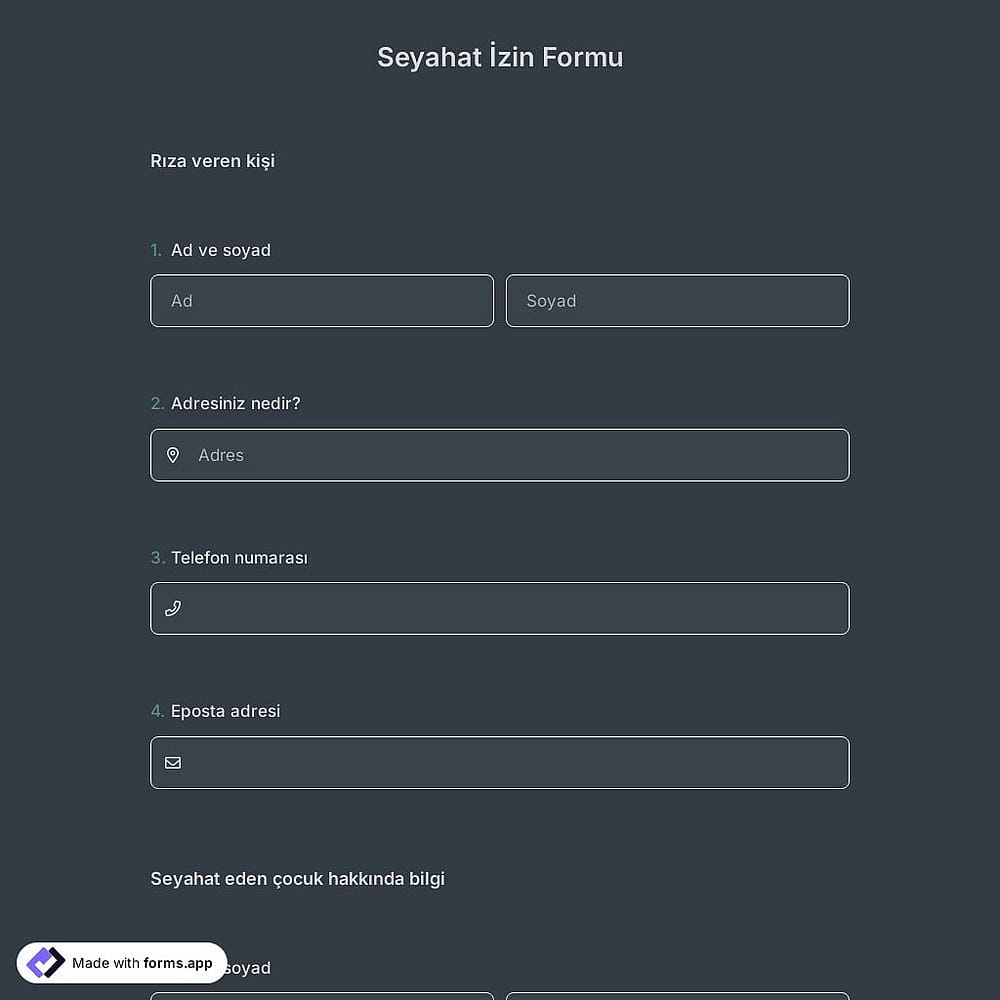 Seyahat Onay Formu Şablonu