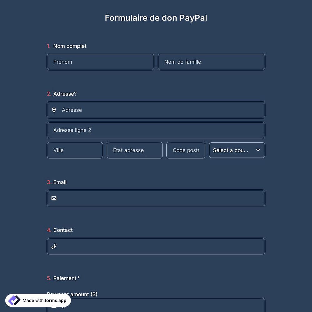 Modèle de Formulaire de Don PayPal
