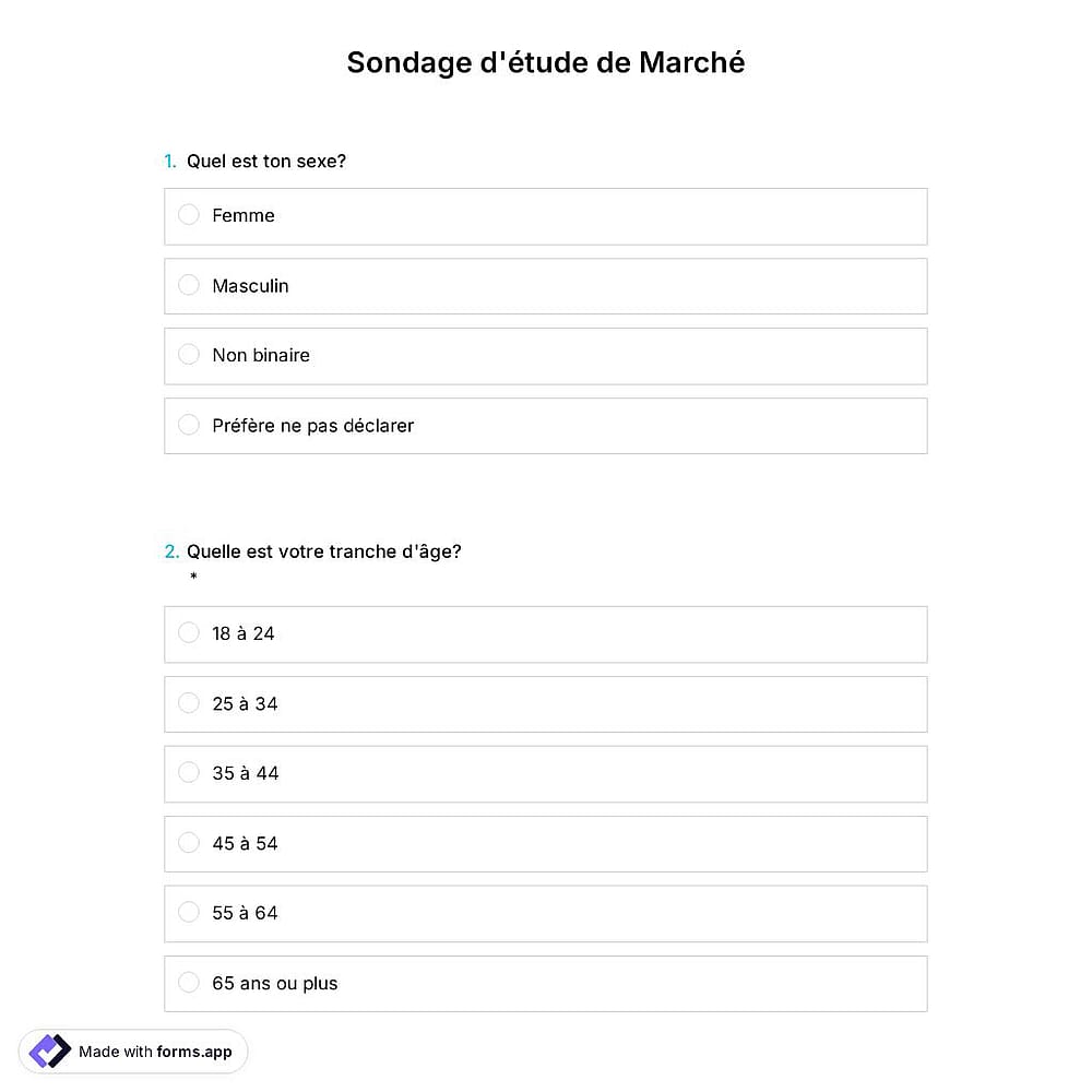 Modèle d'enquête d'étude de marché