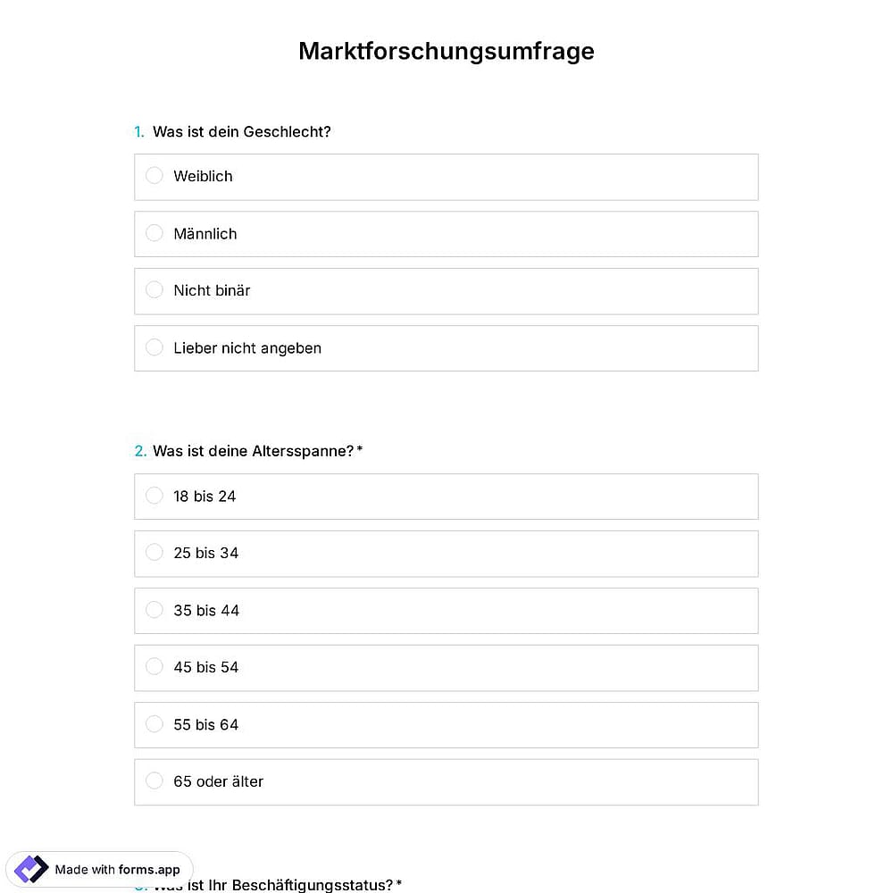 Vorlage für Marktforschungsumfragen