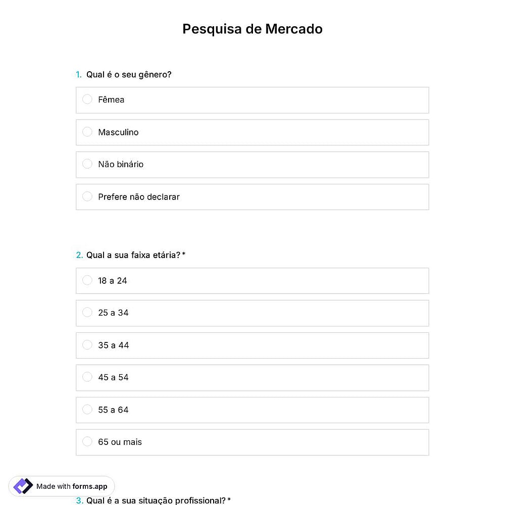 Modelo de Pesquisa de Mercado