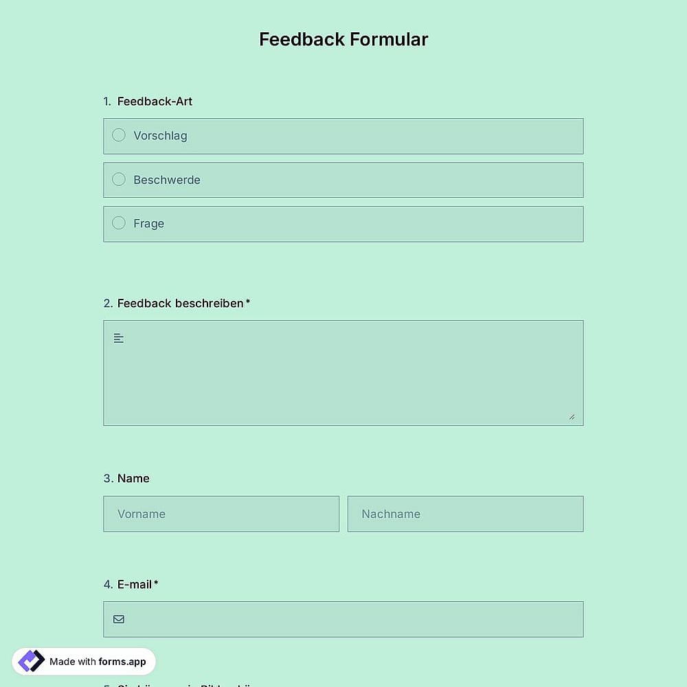 Feedback-Formularvorlage
