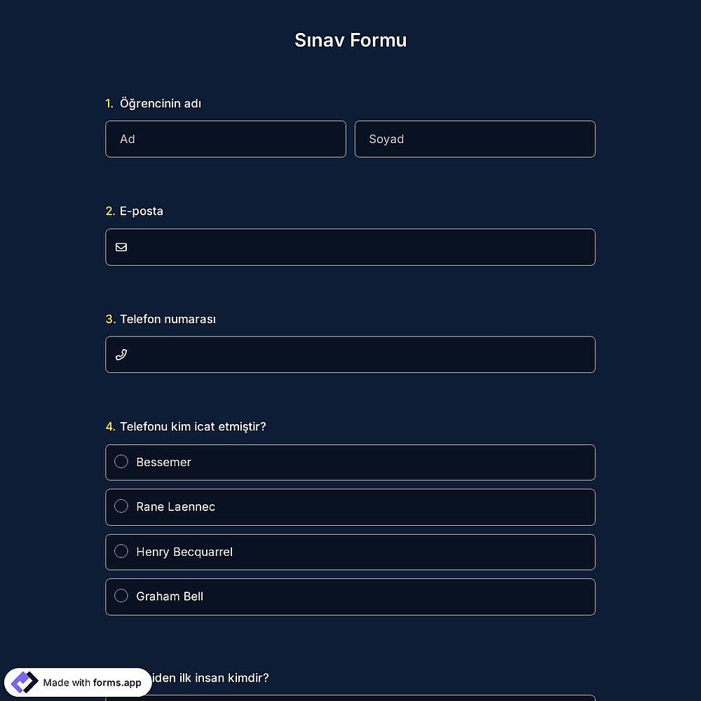 Sınav Formu Şablonu