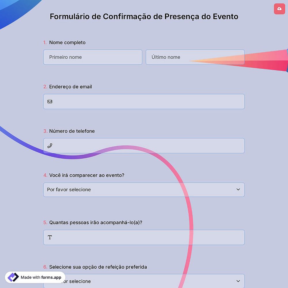 Formulário de RSVP de Evento
