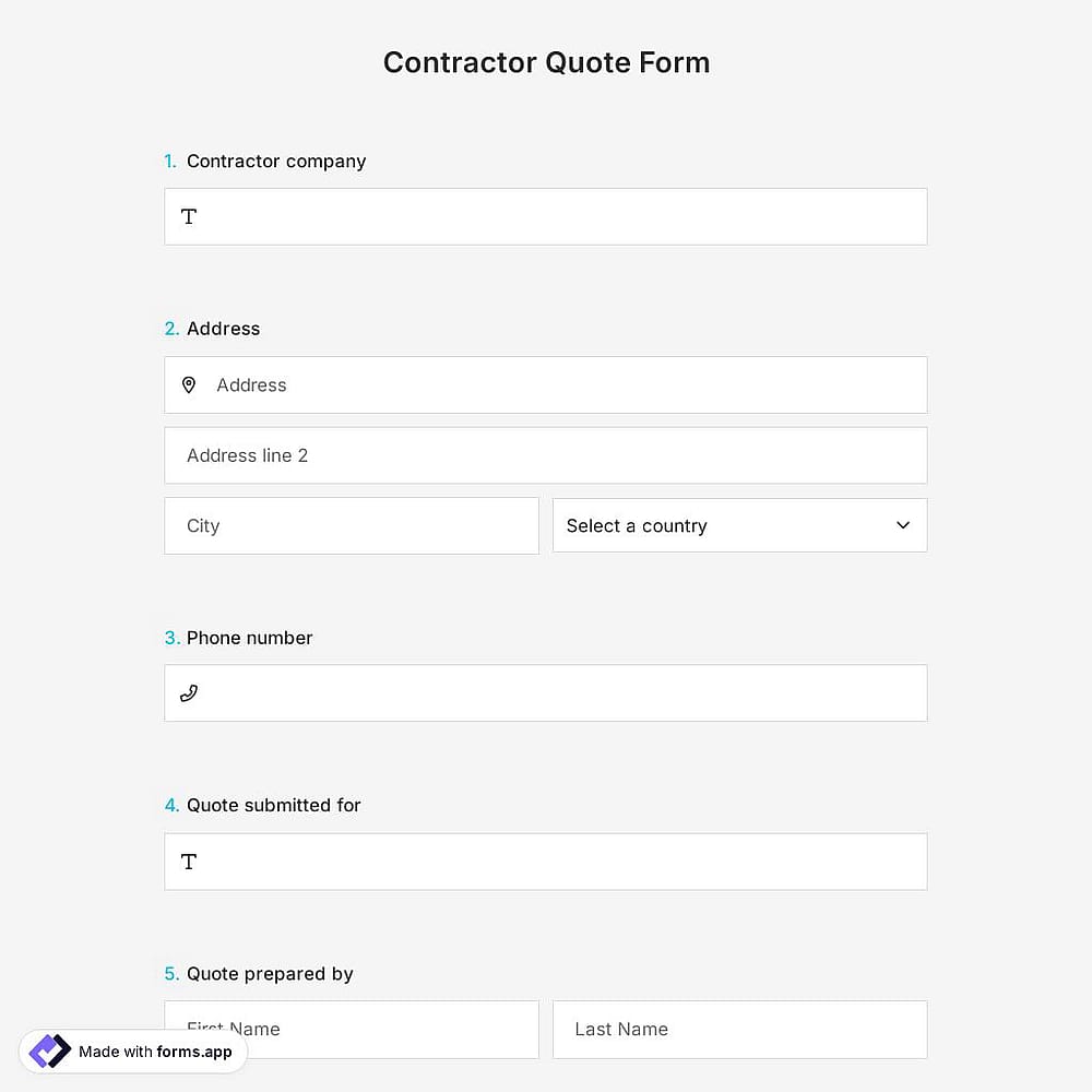 Contractor Quote Form