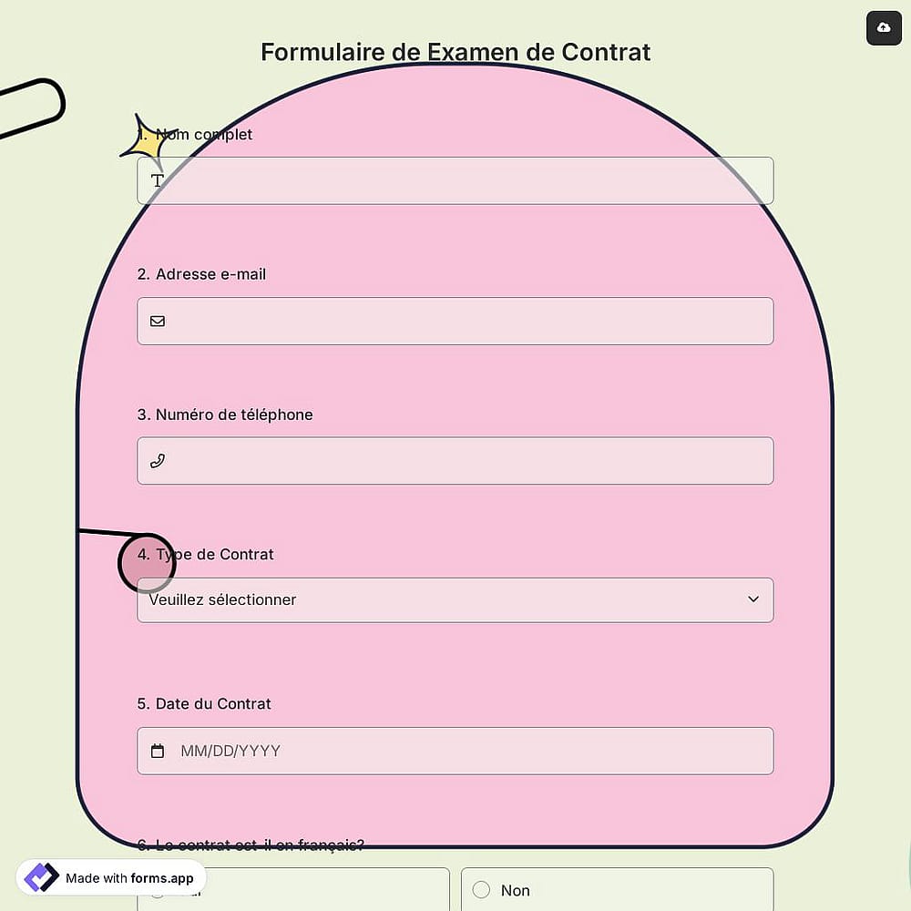 Formulaire de Examen de Contrat