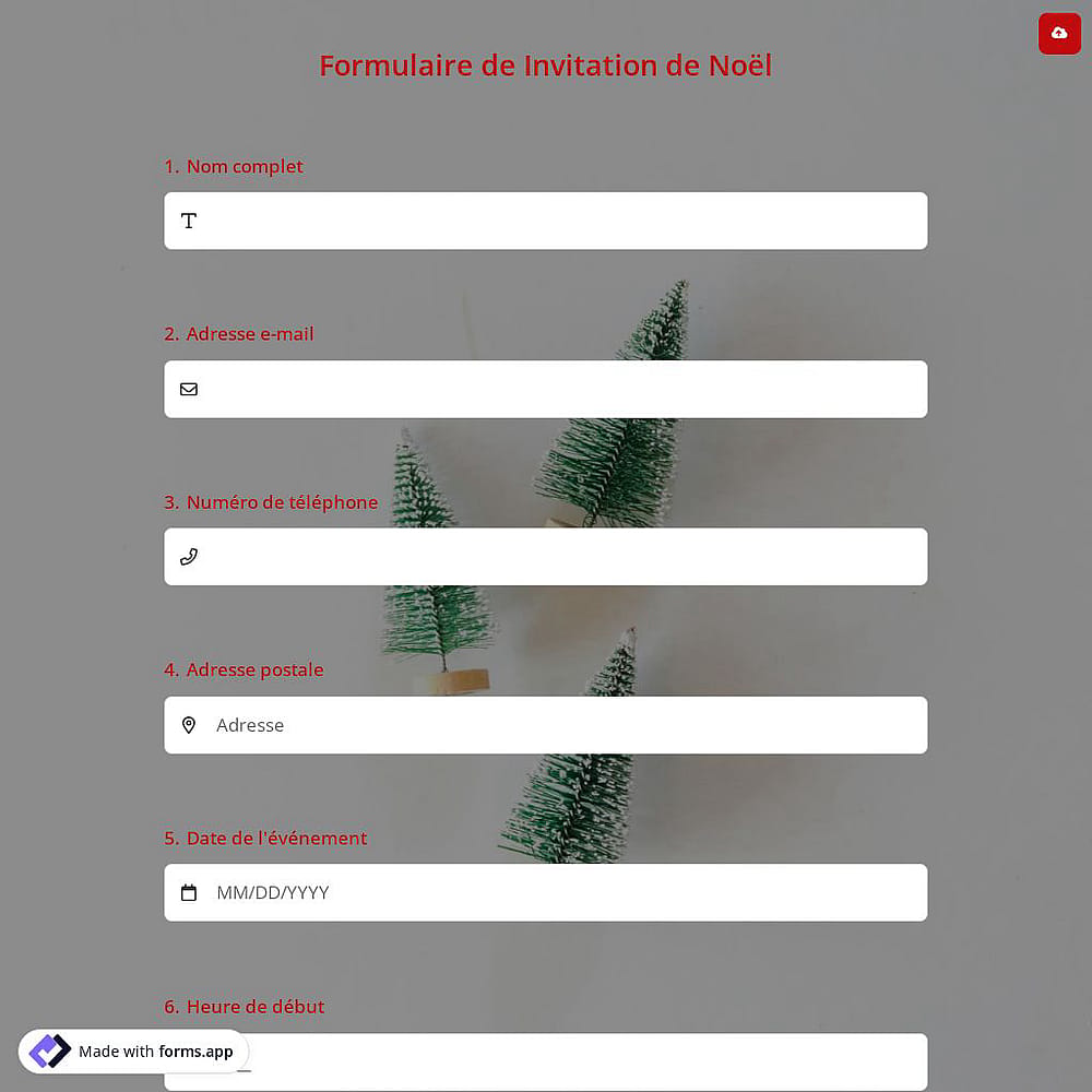 Formulaire de Invitation de Noël