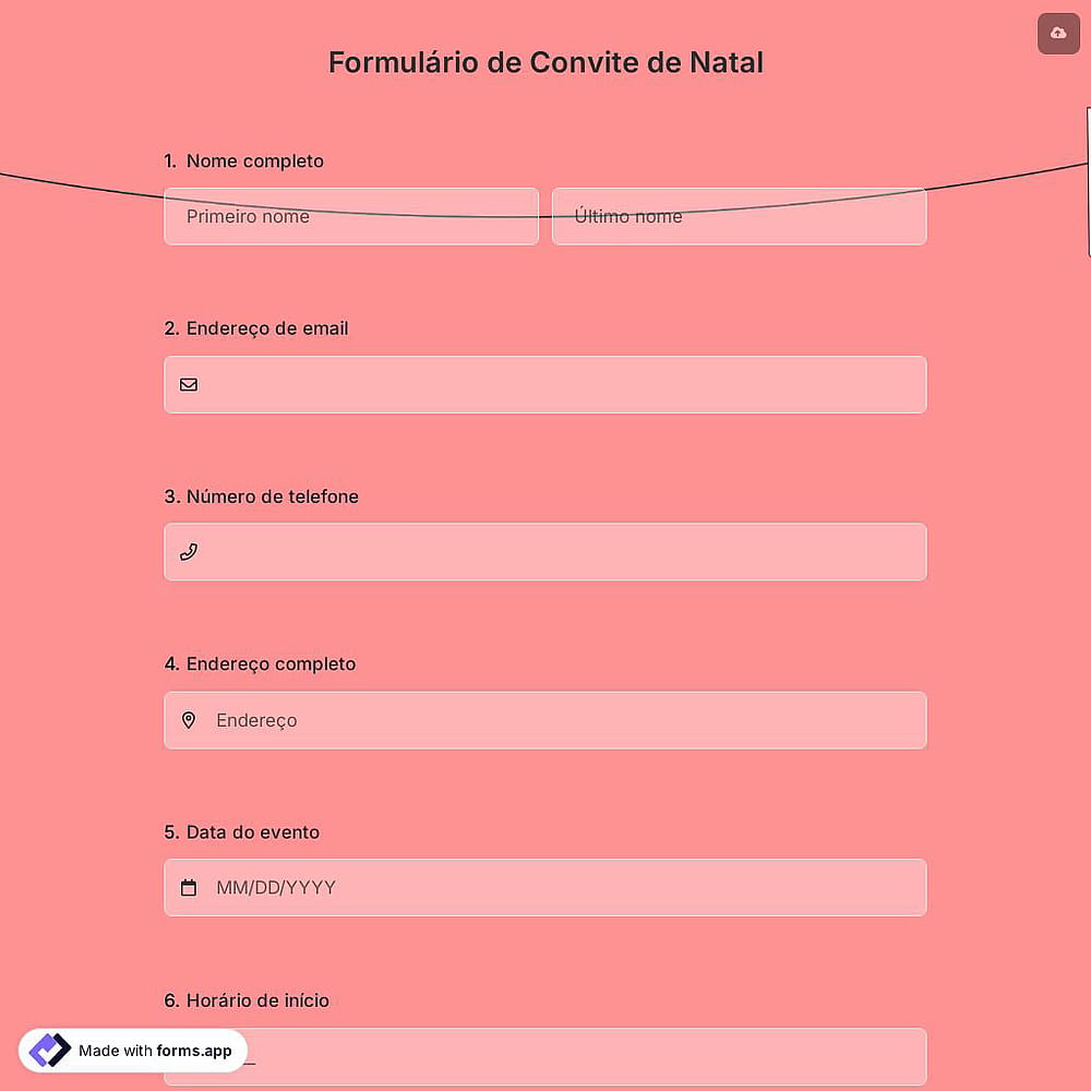 Formulário de Convite de Natal