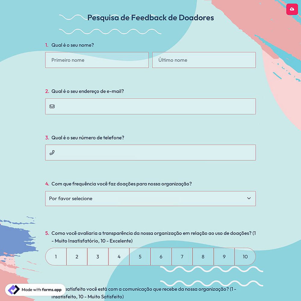 Pesquisa de Feedback de Doadores