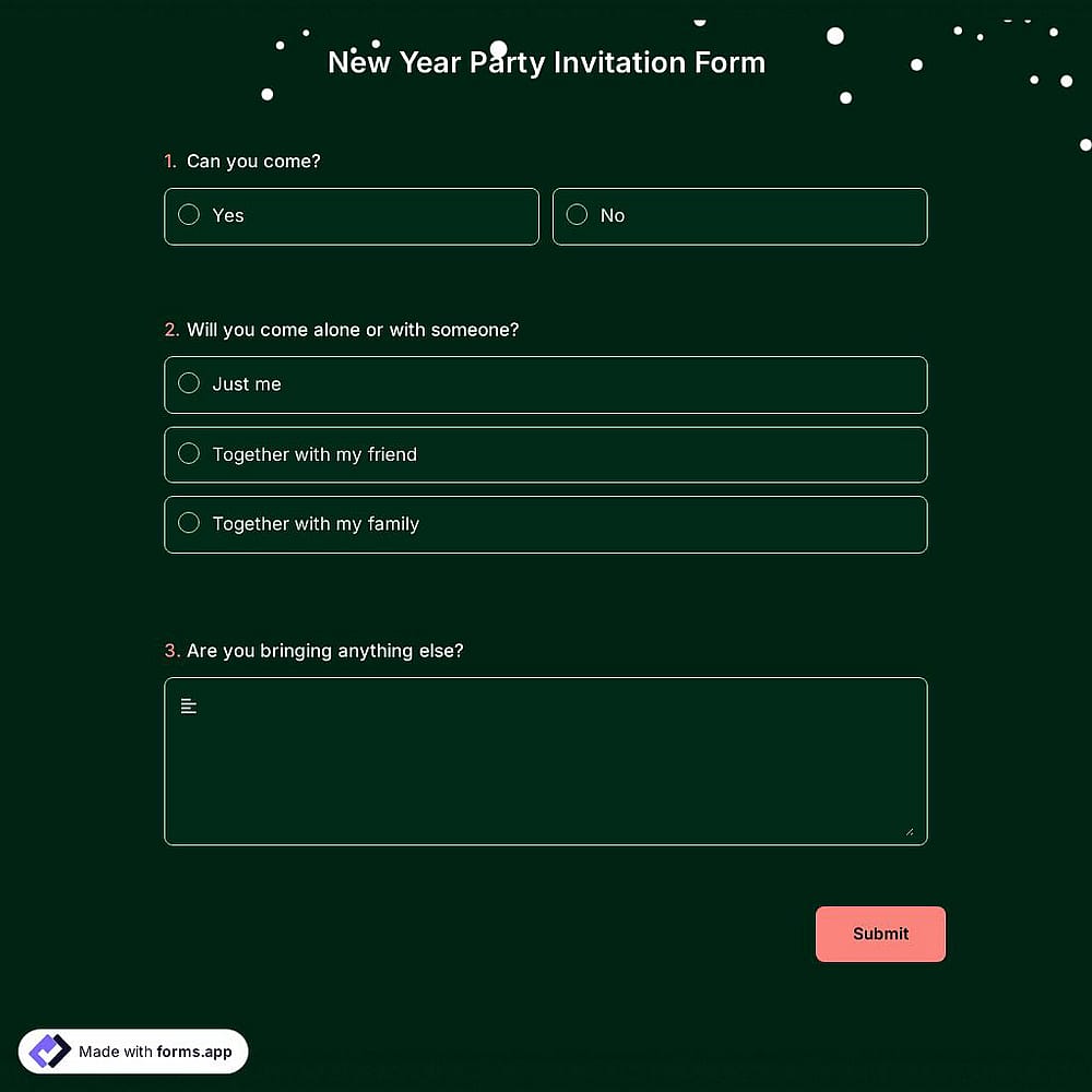 New Year Party Invitation Form