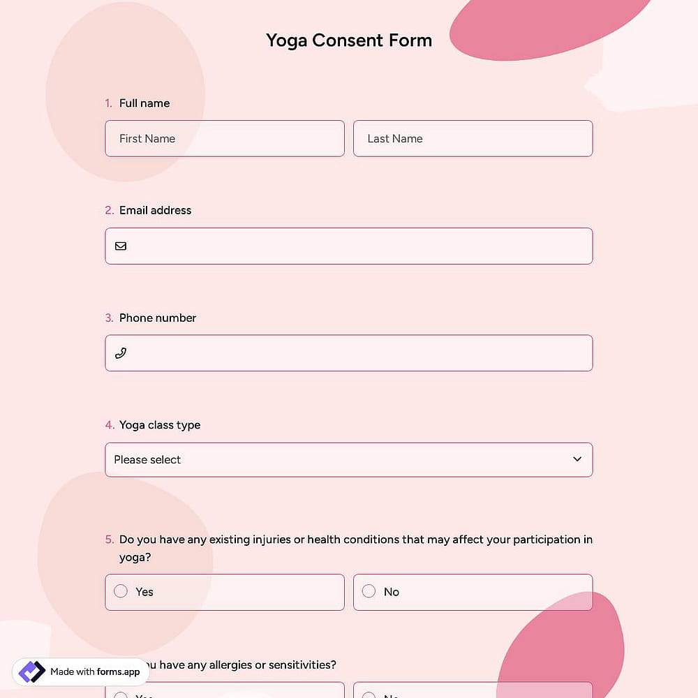 Yoga Consent Form
