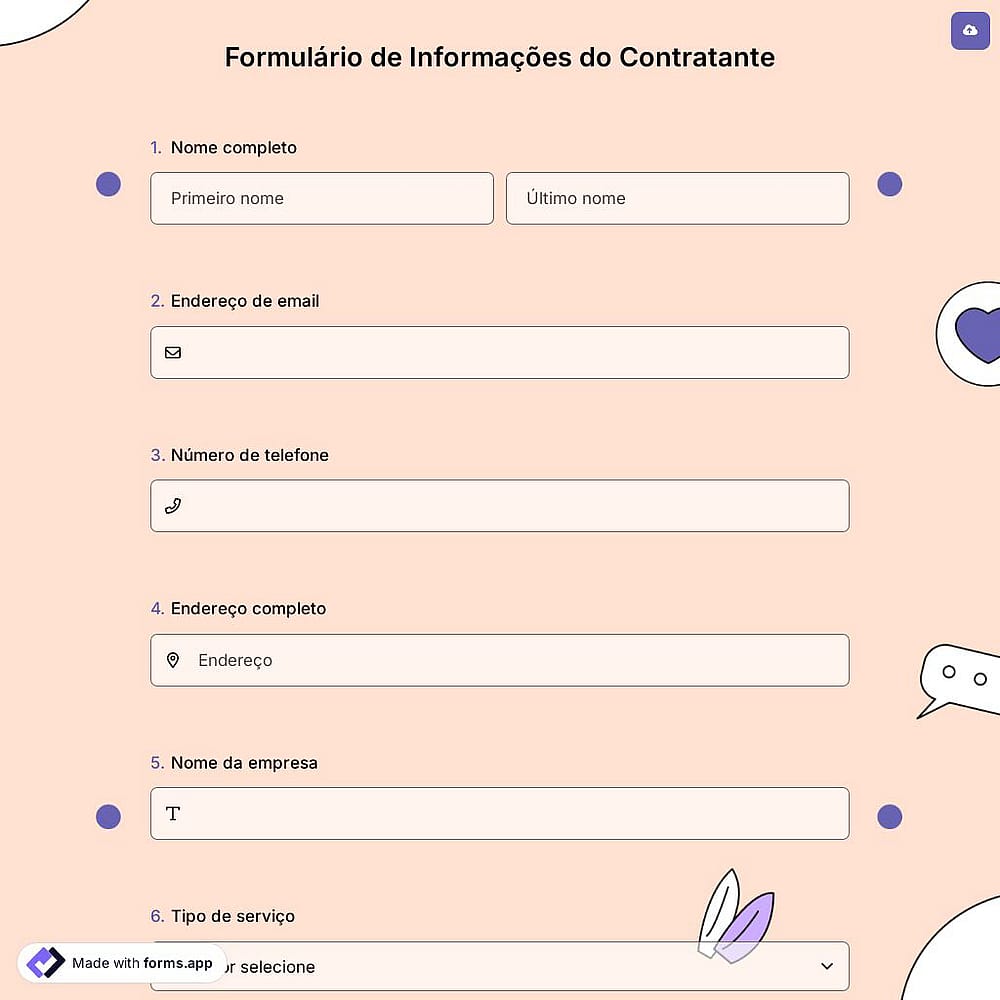 Formulário de Informações do Contratante