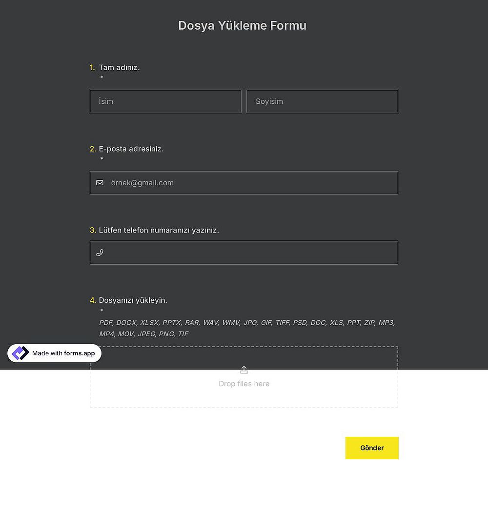 Dosya Yükleme Formu