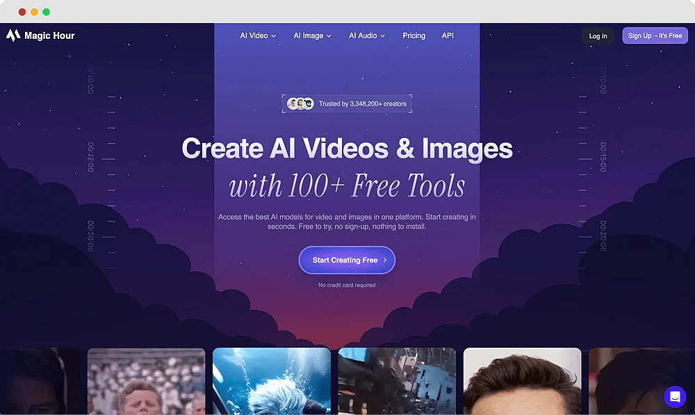 The homepage of Magic Hour
