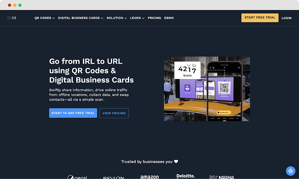Die Homepage von Uniqode