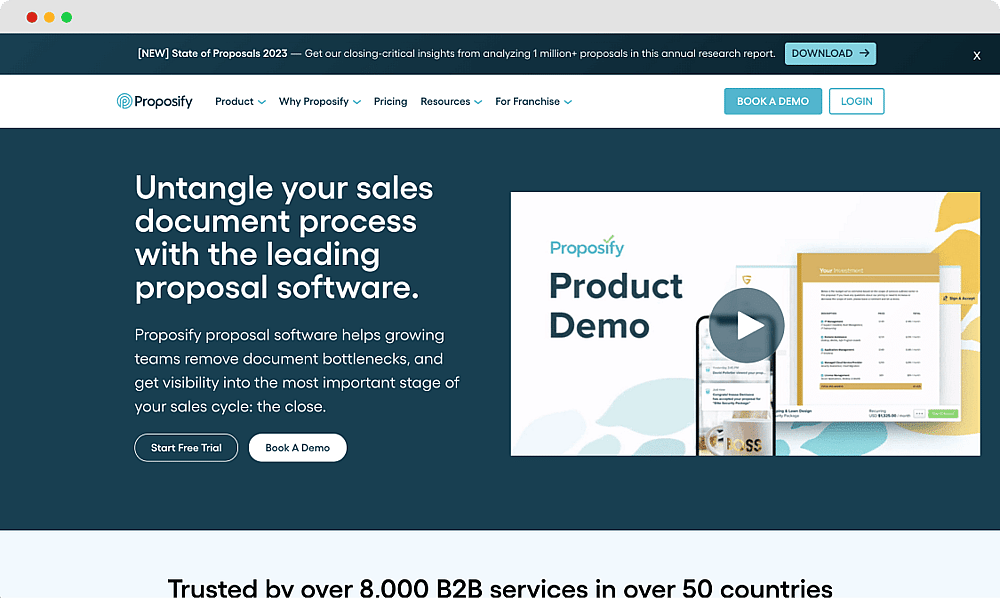 Die Homepage von Proposify