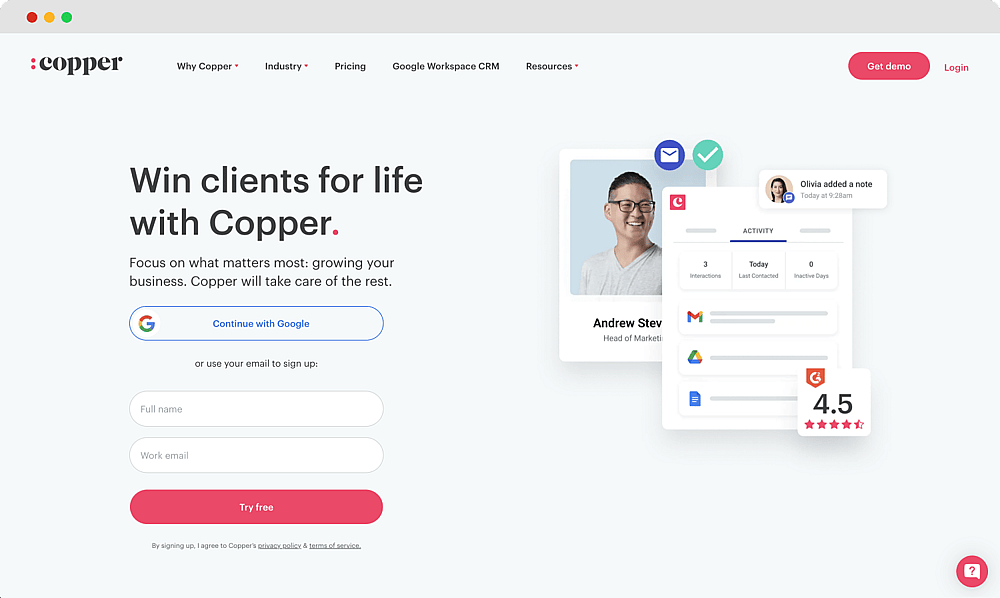 Die Homepage von Copper