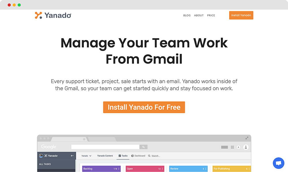 A página inicial do Yanado