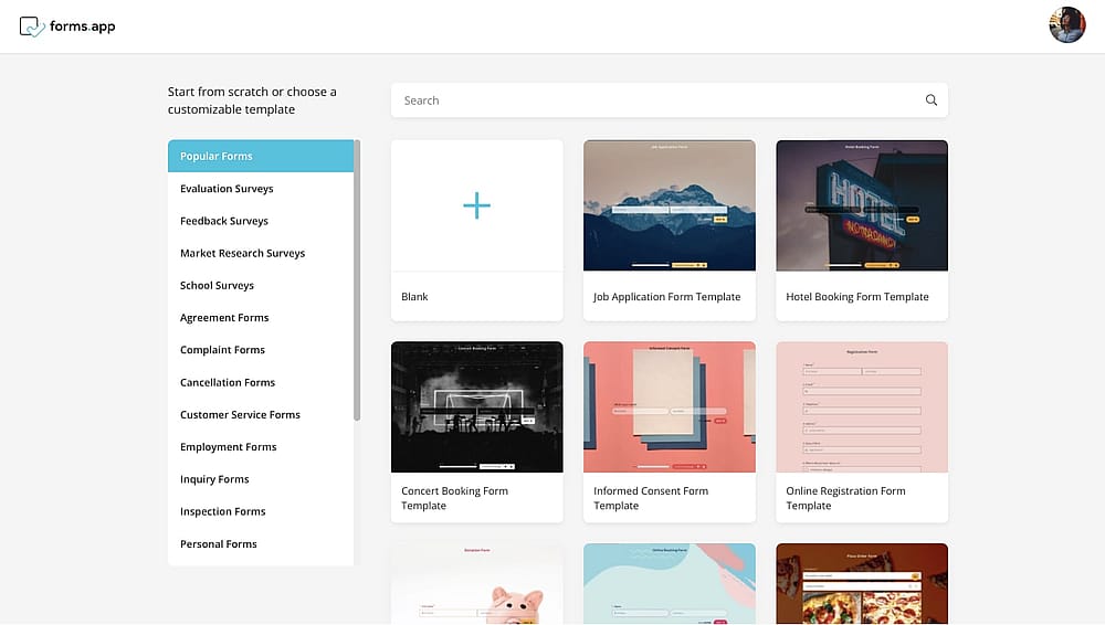 Choose ready-made templates or begin to form scratch