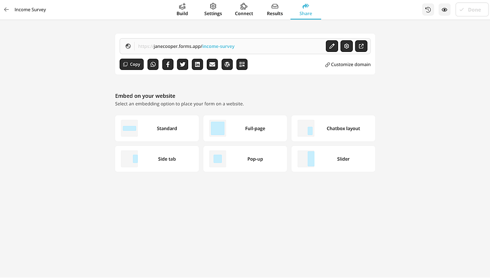 Adjust the settings and share your survey