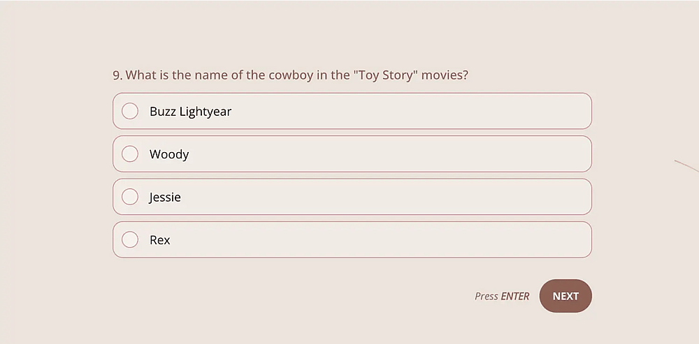 Uma pergunta de quiz pop para crianças