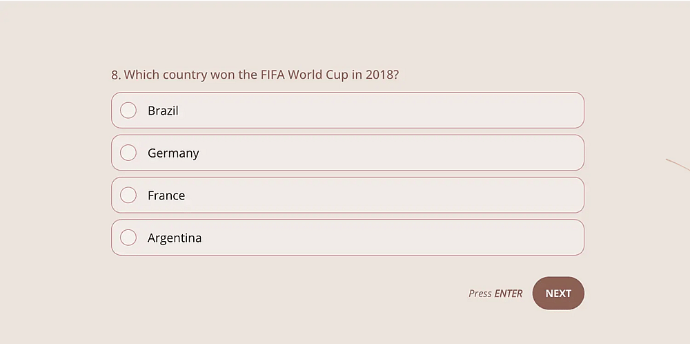 Uma pergunta de quiz sobre esportes