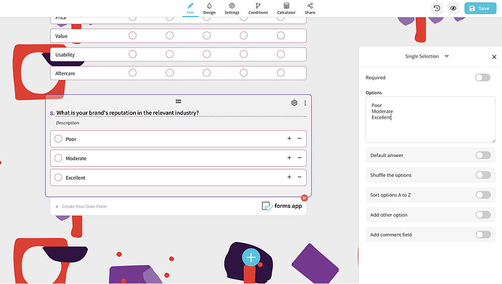 Add questions to your form