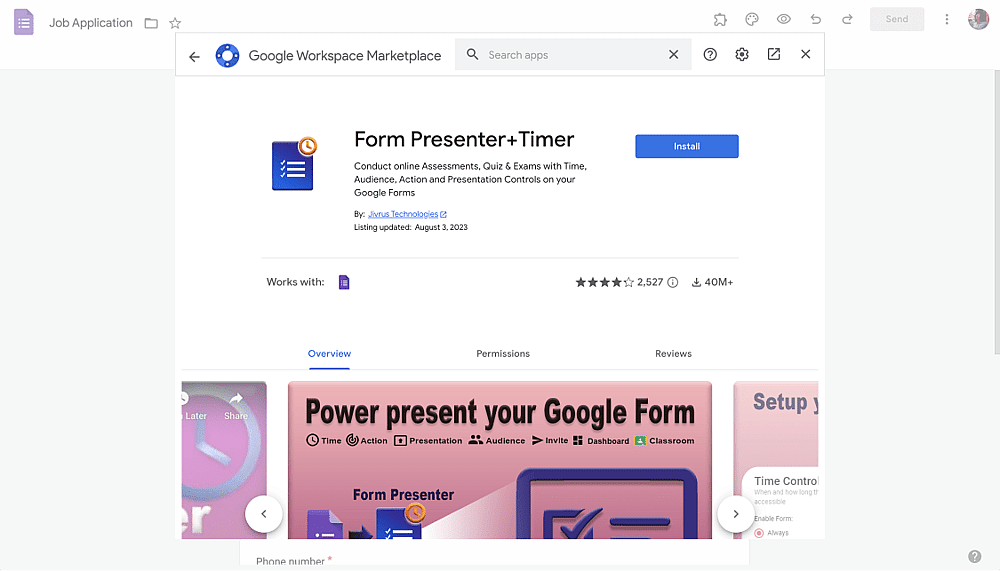 Form Presenter + Timer