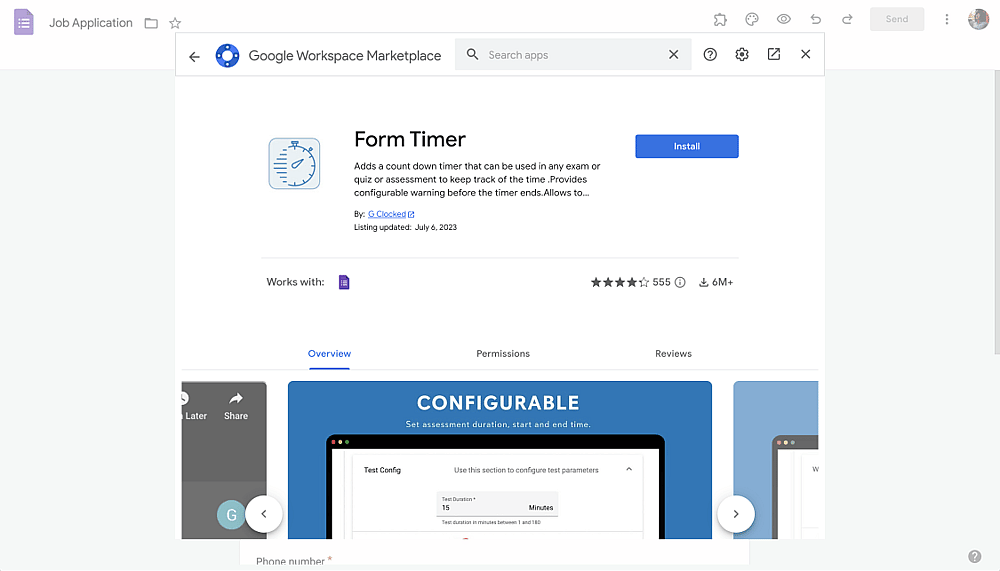 Form Timer