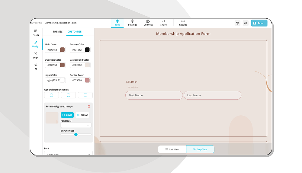 Personalizando o design da sua pesquisa