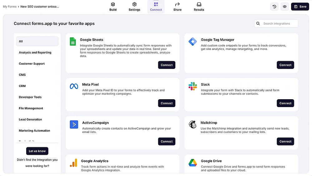 Connect your onboarding survey with other apps