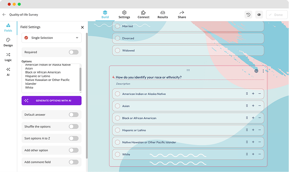 Edit your quality of life questionnaire