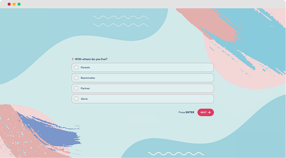 #2 question example for a quality of life questionnaire