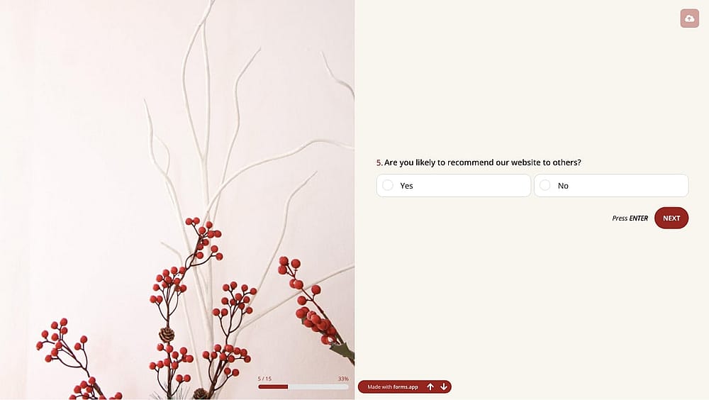 A pop-up survey question to ask on a website