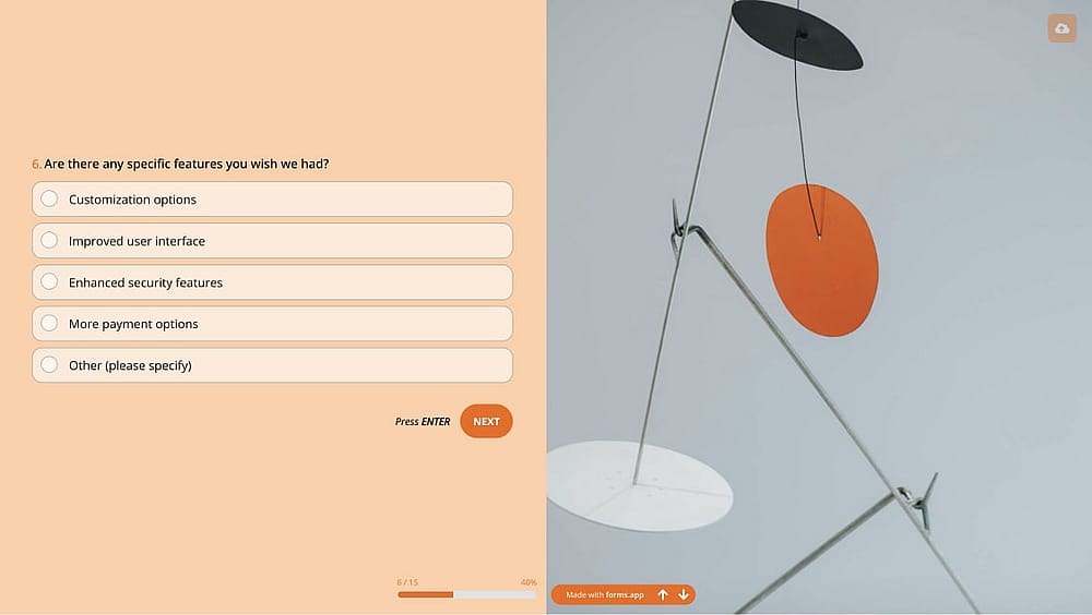 A pop-up survey question to decrease customer churn rate