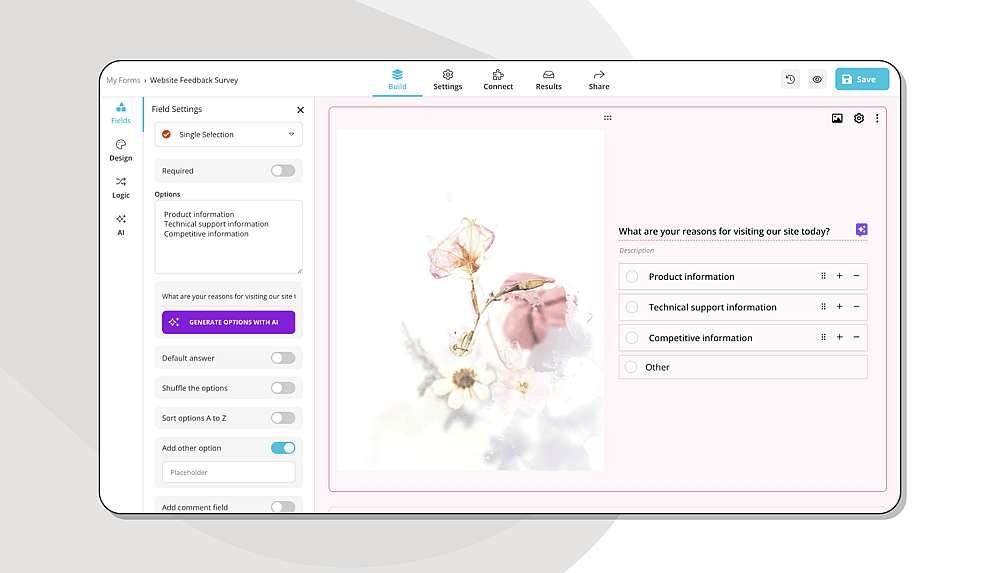 Adding questions to your pop-up survey