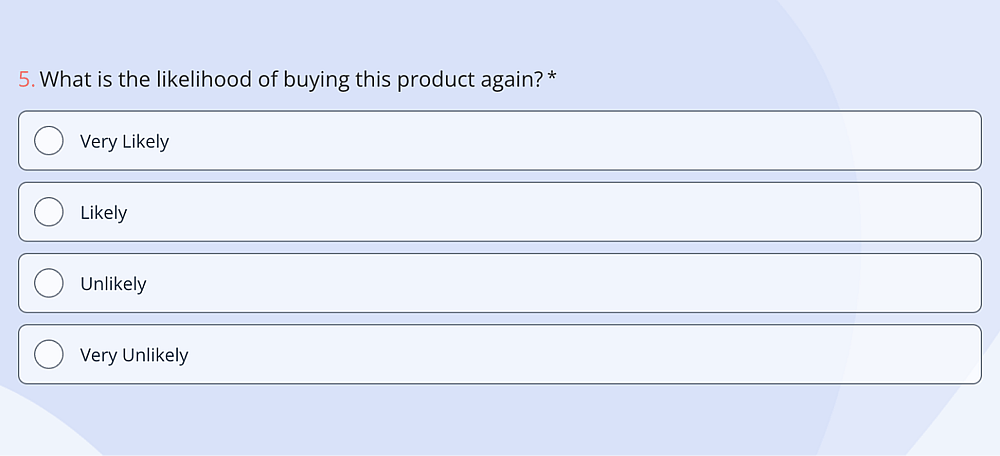 A question example about purchasing behavior