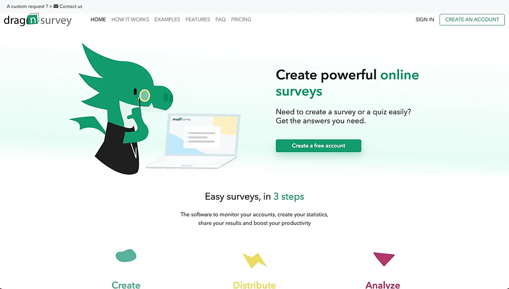 Homepage von Drag'n Survey