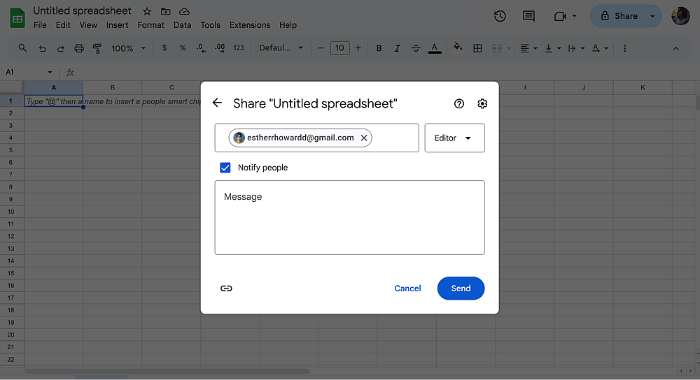 Type an email address